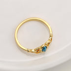 R0679 Modern Retro Design Ring for Women, Gold-Plated with Water Drop-Shaped Turquoise Fashion Tail Ring