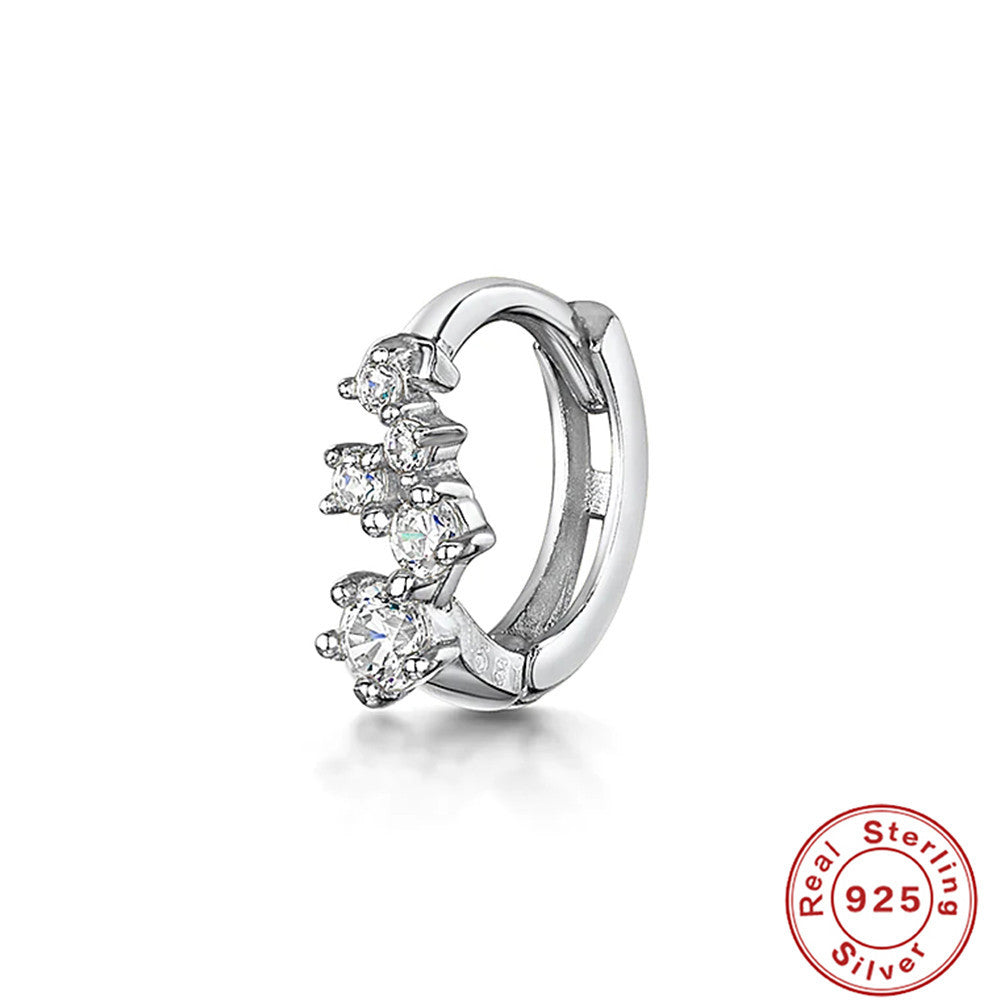 S925Sterling Silver Cartilage Piercing Diamond-Studded Hoop Earrings Ear Cuffs Ear Studs shien Hot-selling Punk Style Ear Cuff