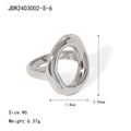 18K Gold-Plated Oval Openwork Open Stainless Steel Ring — alternate product view — jewelry finish and design detail