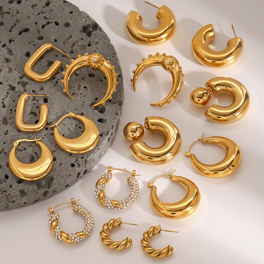 Stainless Steel Double c Earrings Zircon Stud Earrings Jewelry earrings