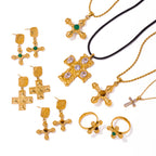 Fashionable Jewelry Necklace18K Gold-plated Stainless Steel Cross Combination Pendant Necklace for Women