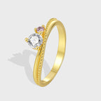 R0532 Fashion Trendy Ring for Women Retro Simple Design with Two-tone Zircon