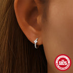 S925Sterling Silver Inlaid Diamond Floral Hoop Earrings Hot Sale Simple Daily Matching Classic Earrings