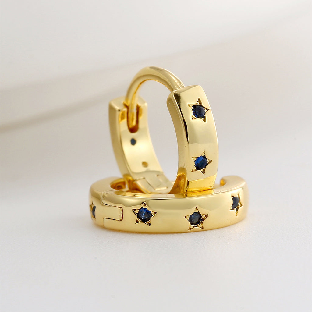 E0768 Simple Fashion Geometric Round Earrings for Women, Gold-Plated with Zirconia