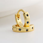 E0768 Simple Fashion Geometric Round Earrings for Women, Gold-Plated with Zirconia