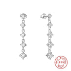 S925Sterling Silver Butterfly Inlaid Diamond Chain Tassel Earrings Stud Earrings Korean Style Fairy Outfit Earrings