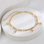 A0024 Hip-Hop Chain Zirconia Anklet for Women Copper Gold-Plated Fashion Retro Foot Jewelry
