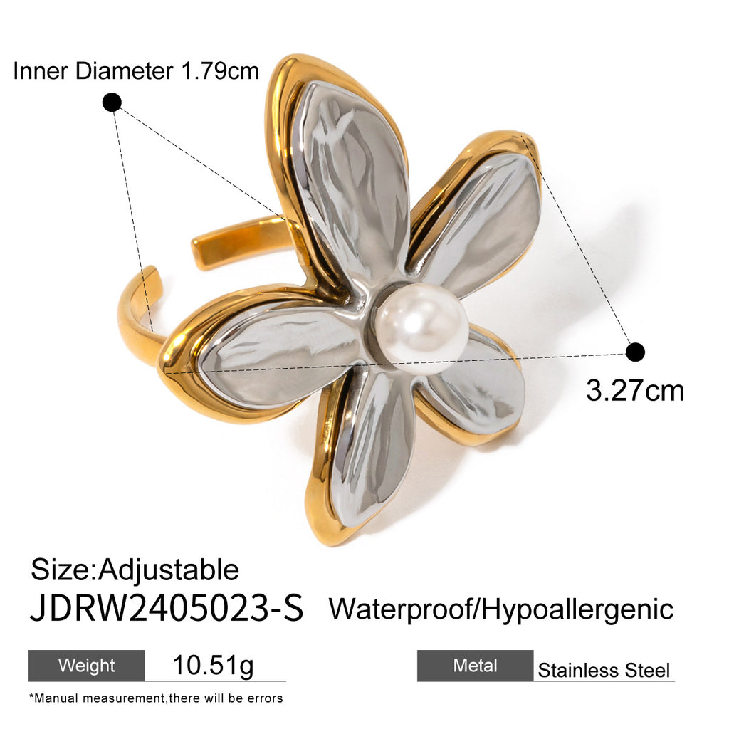 Stainless Steel Flower Ring Jewelry Exaggerated rings