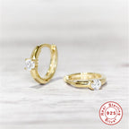 S925Pure Silver Simple Diamond-Studded Earrings Hoop Hot-Selling Minimalist Circle Silver Ear Jewelry