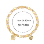 B0333 Fashionable and Romantic Heart Pendant Beaded Chalcedony Bracelet