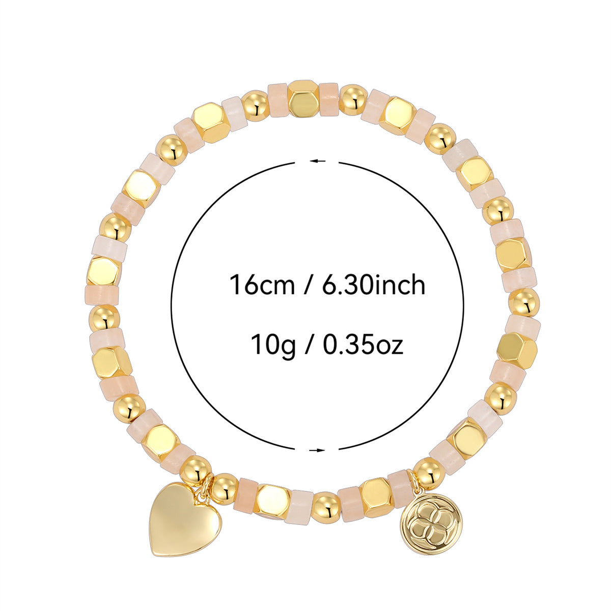 B0333 Fashionable and Romantic Heart Pendant Beaded Chalcedony Bracelet