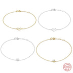 S925 Sterling Silver Diamond Heart Bracelet for Women Korean Style