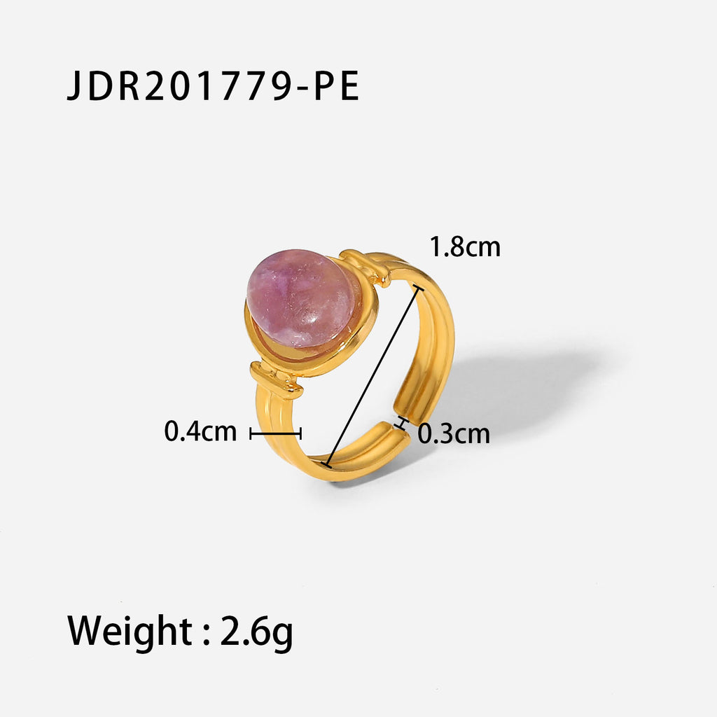 Jewelry Vintage Stainless Steel Gemstone Ring 18k Vintage Gold-Plated Jewelry rings Female