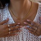 2H Zircon Ring Non-Fading Necklace Women's Finger Bracelet Stainless Steel Jewelry