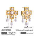 Gold-Tone Stainless Steel Earrings with Cross Pearl Detail with a refined design profile