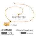 Gold-Plated Sunflower Cubic Zirconia Choker Stainless Steel Necklace — alternate product view — jewelry finish and design detail