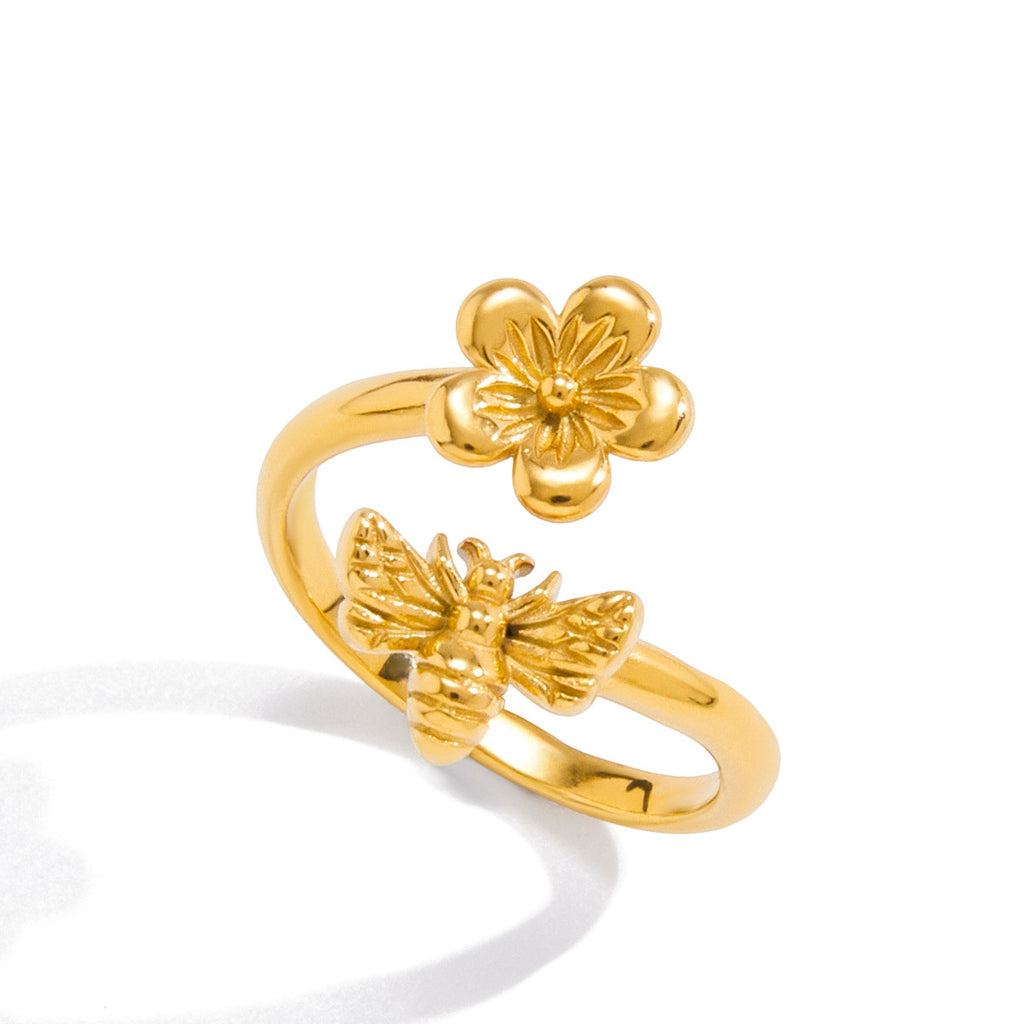 2H Insect Ring Non-Fading Stainless Steel Jewelry for Women