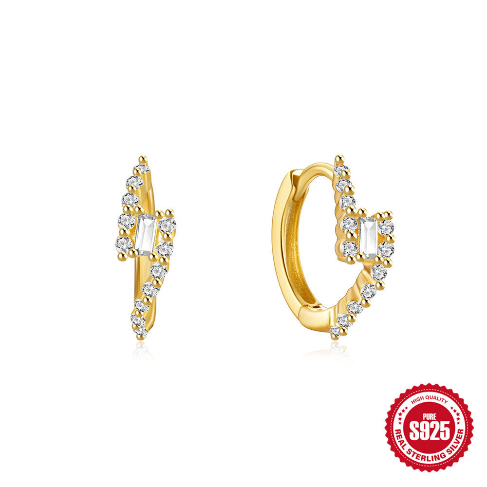 S925Sterling Silver Heart Geometric Inlaid Diamond Hoop Earrings Hot Sale Irregular Ear Clips Earrings for Women