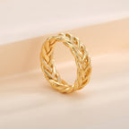 R0150 Rope Hollow Smooth Personality Ring for Women Brass Gold-Plated Hip-Hop Ring