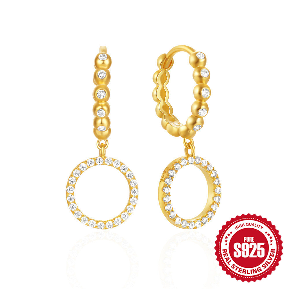 New925Sterling Silver Full Diamond Round Hoop Earrings Hot-Selling Inlaid Diamond Earrings for Women