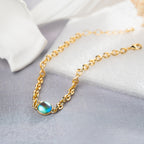 B0036 Exaggerated Natural Stone Round Bracelet for Women Bohemian Thick Chain Short Jewelry