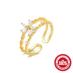 S925Sterling Silver Ring Micro Pave Colored Diamond Ring New Double Layer Design Sense Strong Open Ring