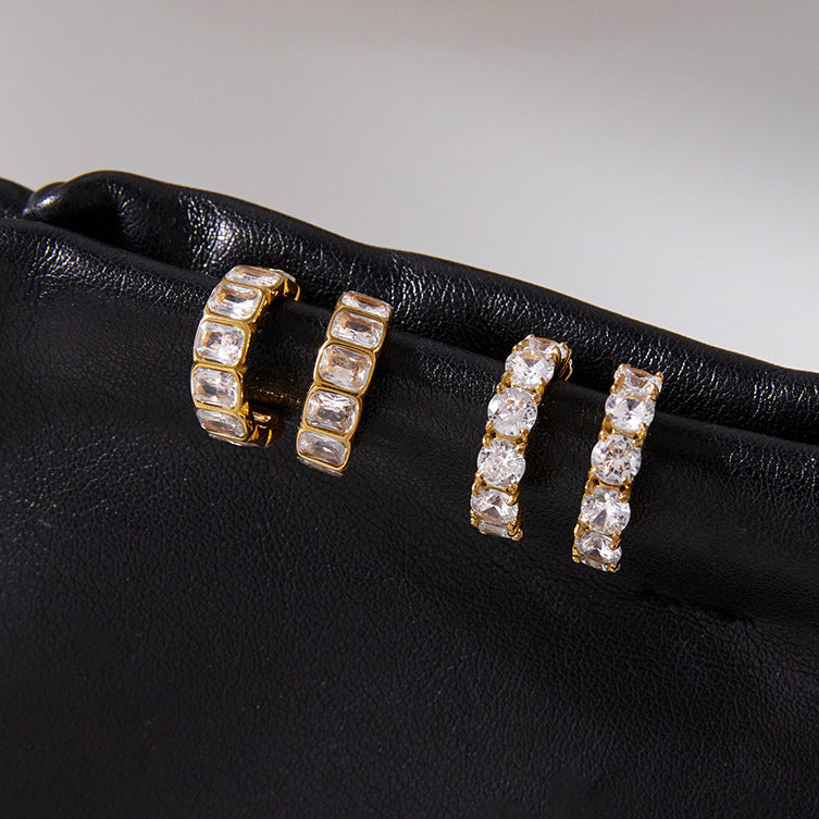 Zircon Earrings that Don't Fade18K Gold Earrings Stainless Steel Jewelry