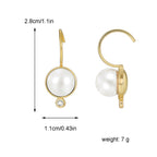 E0445 Earrings Simple Design Earrings for Women Brass Gold-Plated Shell Pearl Zircon Ear Hooks