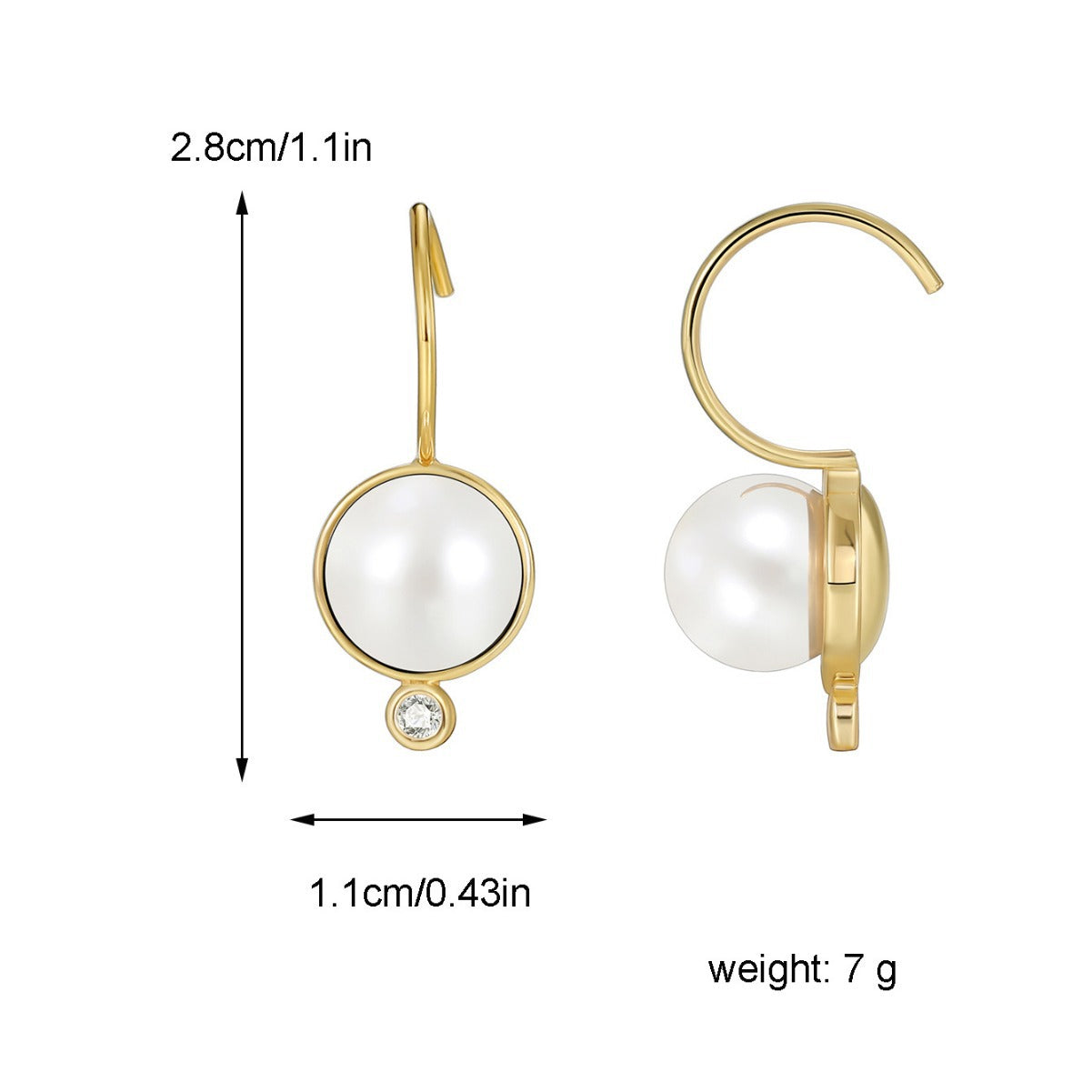 E0445 Earrings Simple Design Earrings for Women Brass Gold-Plated Shell Pearl Zircon Ear Hooks