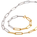 Stainless Steel Color Block Necklace Collarbone Chain Plain Circle Chain Jewelry