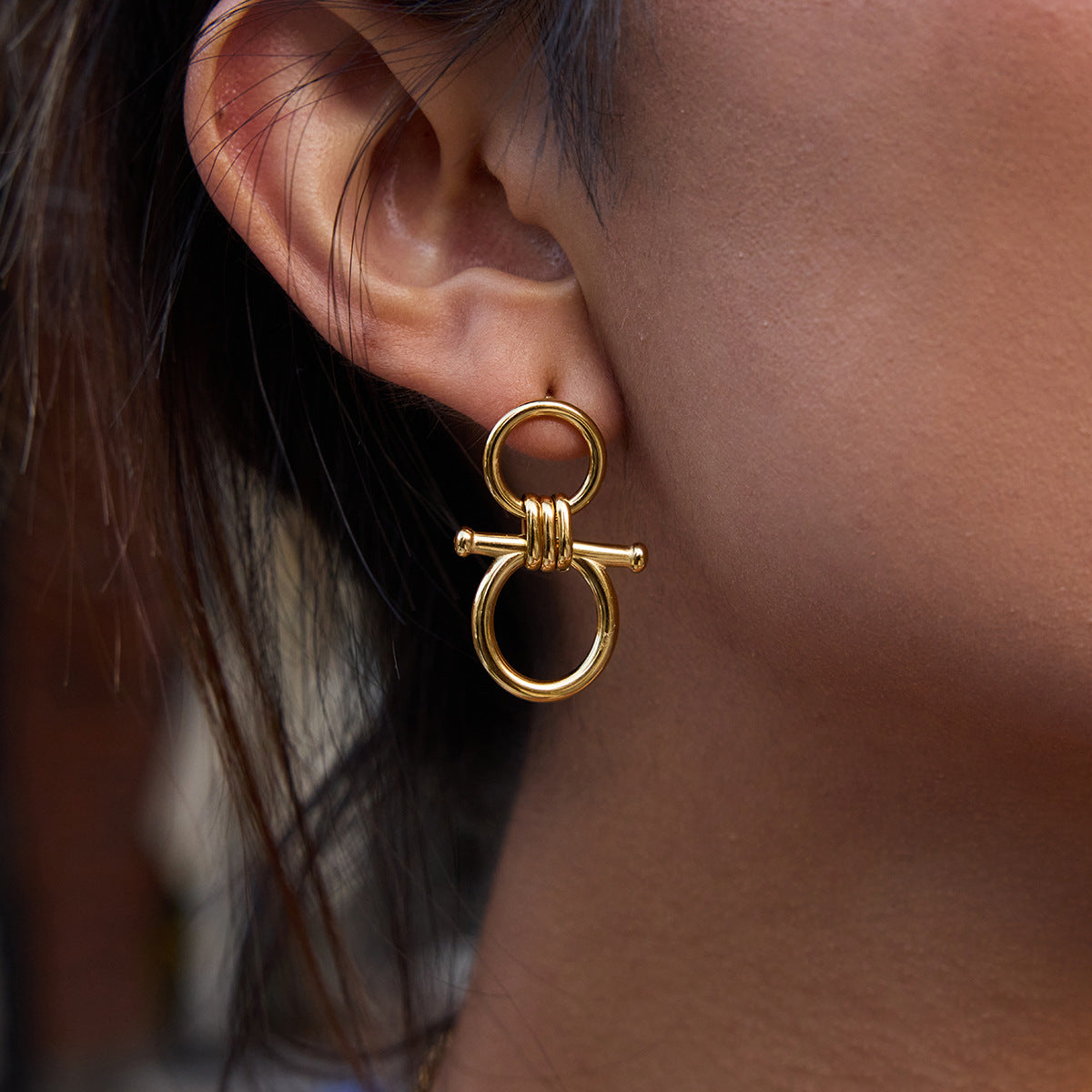 Original Color Block Necklace Women's Earrings Stainless Steel Bracelet Non-Fading Jewelry