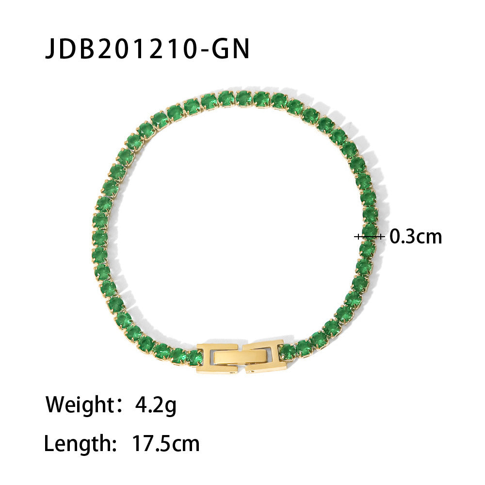 Fashionable and Versatile New Bracelet14K Gold Inlaid Full Zircon Stainless Steel Bracelet Vintage Bracelet for Women