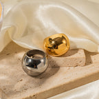 No Fading18K Gold Stainless Steel Exaggerated Ball Ring2025Fashionable and Unique Trendy Accessories