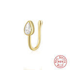 New S925Sterling Silver Geometric Water Drop Lightning Diamond Nose Ring Creative Style nose cuff Piercing jewelry