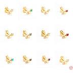 S925Sterling Silver Five-Pointed Star Zodiac Birthstone Inlaid Diamond Stud Earrings Creative Earrings Jewelry