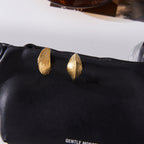 2H Hammered Hollow Design C Round Chubby Earrings Stud Stainless Steel Ear Jewelry