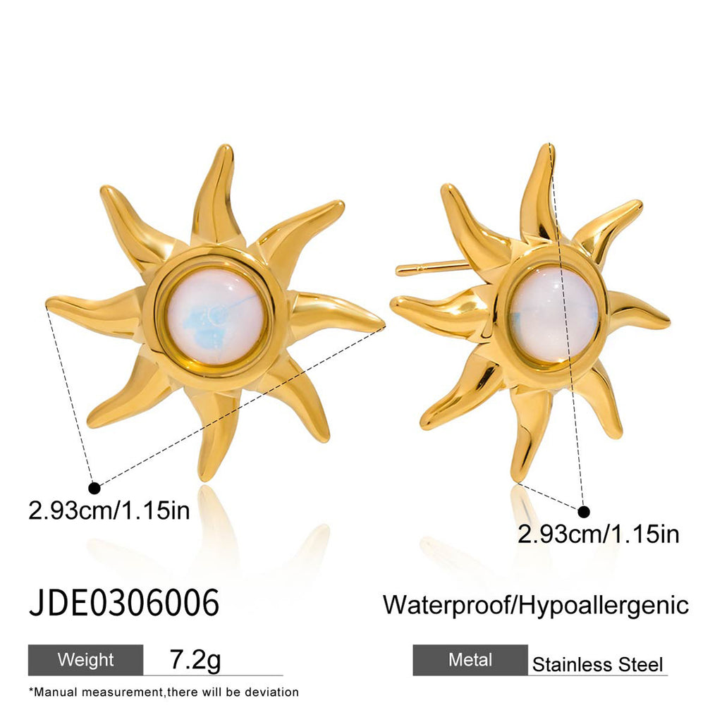 Original Design Necklace Collarbone Chain Stainless Steel Sun Earrings Jewelry for Women