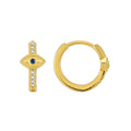 Gold-Plated Brass Evil Eye CZ Earrings — Elegant Profile with a refined design profile