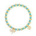 14K Gold-Plated Brass Dragonfly Beaded Bracelet featuring beaded and a gold-tone finish