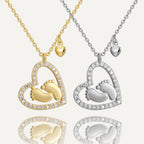 CYN0111 Heart Footprint Copper Necklace Baby Heart-Shaped Foot Pendant Footprints of Love Collarbone Chain