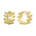 Gold-Plated Brass Leaf Wheat CZ Earrings styled for independent jewelry boutiques