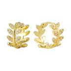 E0524 Fashion Wheat Ear Design Earrings for Women, Gold-Plated Olive Branch Zircon Autumn Winter Earrings