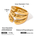 Modern 18K Gold-Tone Stainless Steel Ring — Sculpted Detail with gold-tone stainless steel construction