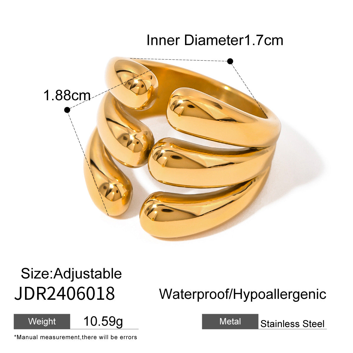 Stainless Steel Gold Ring18k Gold-plated jewelry does not fade rings
