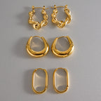 18k gold Earrings Ear Hooks Stainless Steel Jewelry for Women Non-Fading