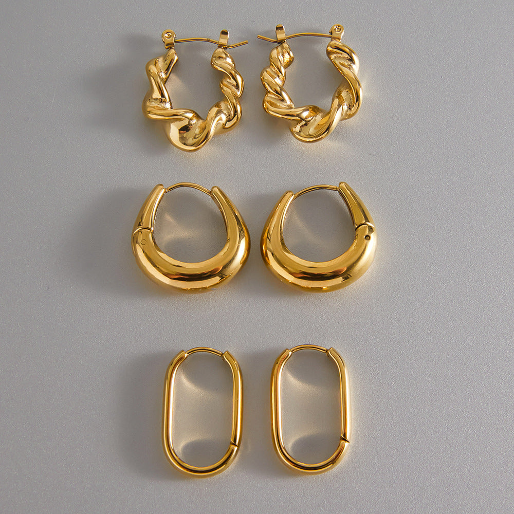 18k gold Earrings Ear Hooks Stainless Steel Jewelry for Women Non-Fading