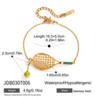 2H Colorful Oil Drop Tennis Racket Pendant Necklace Bracelet Stainless Steel Jewelry for Women