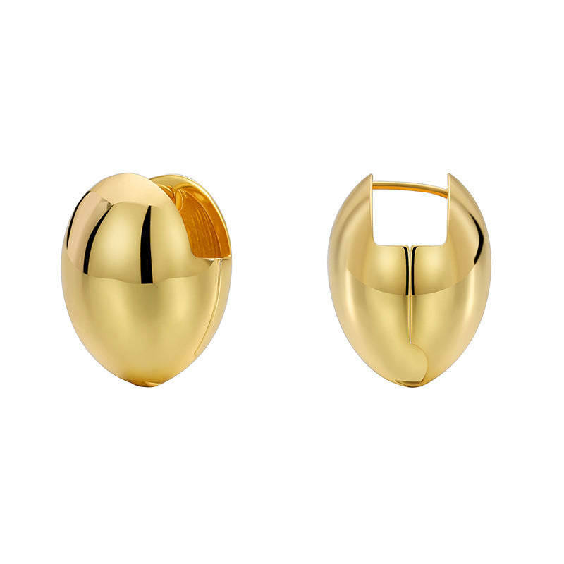 E0609 Simple Three-Dimensional Spherical Glossy Earrings for Women Brass Gold-Plated Fashion Ear Clips