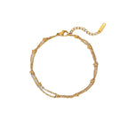 Exquisite 18K Gold Bead Chain Bracelet PVD Electroplated Jewelry Waterproof Double Layer Chain Bracelet for Women