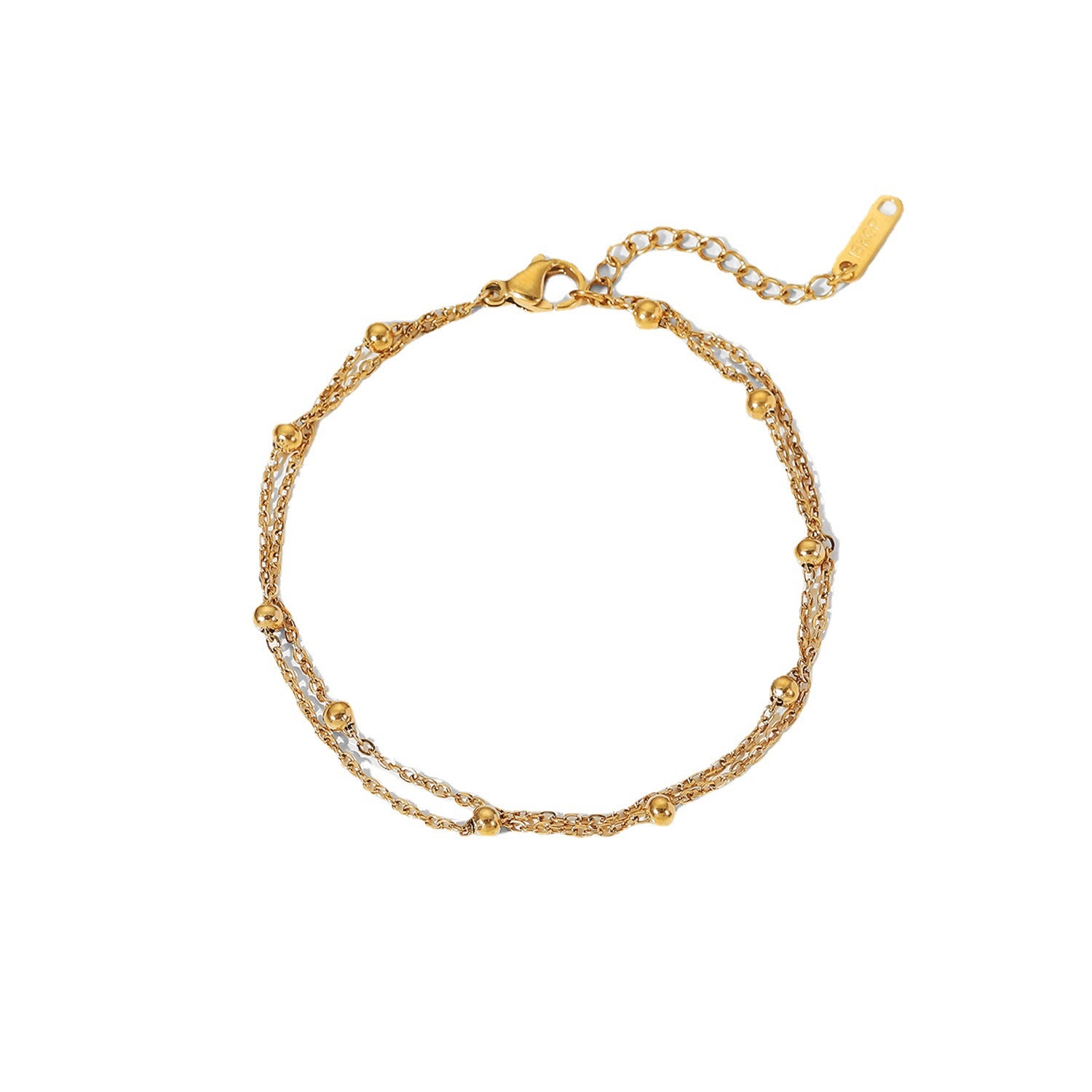 Exquisite 18K Gold Bead Chain Bracelet PVD Electroplated Jewelry Waterproof Double Layer Chain Bracelet for Women